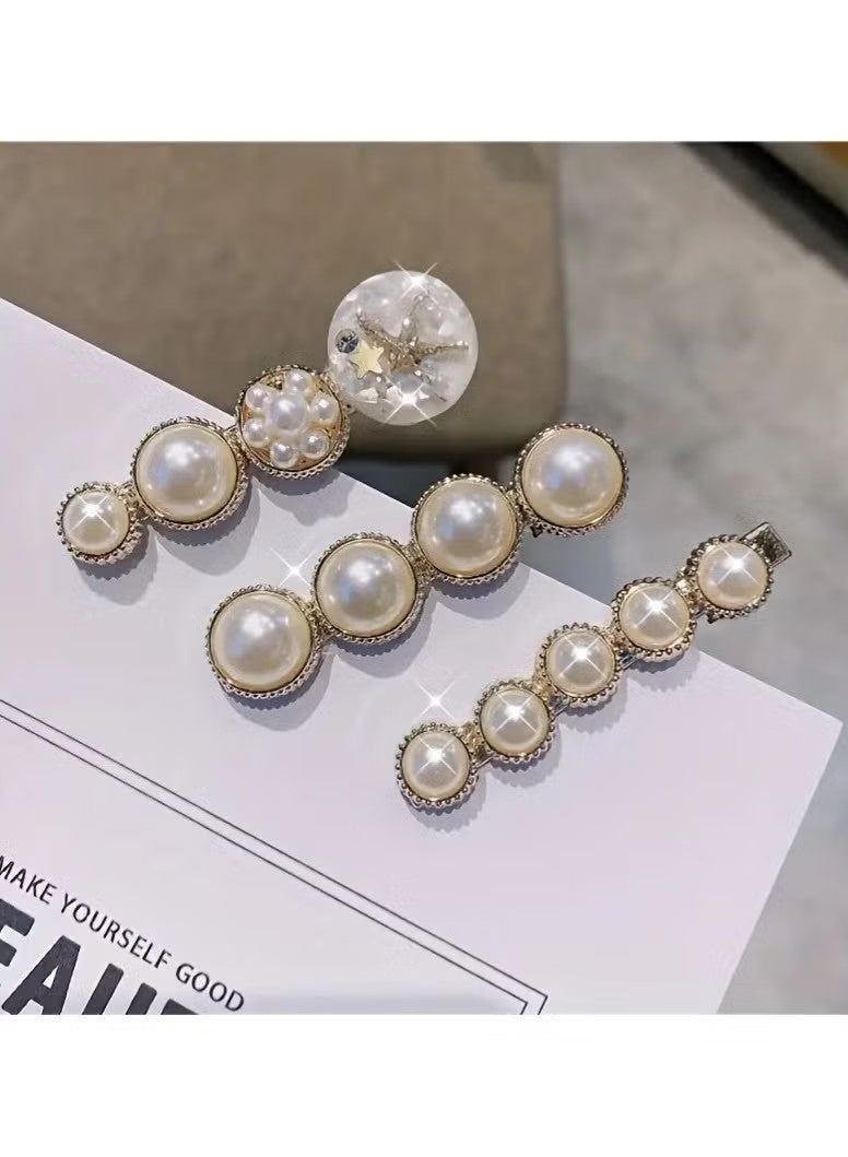 ٦ قطع من مشابك الشعر الجانبية الأنيقة، مشابك شعر مزينة باللؤلؤ الصناعي، مشابك غرة مزينة بأحجار الراين اللامعة على شكل مقص، مناسبة للنساء والاستخدام اليومي - Image 3